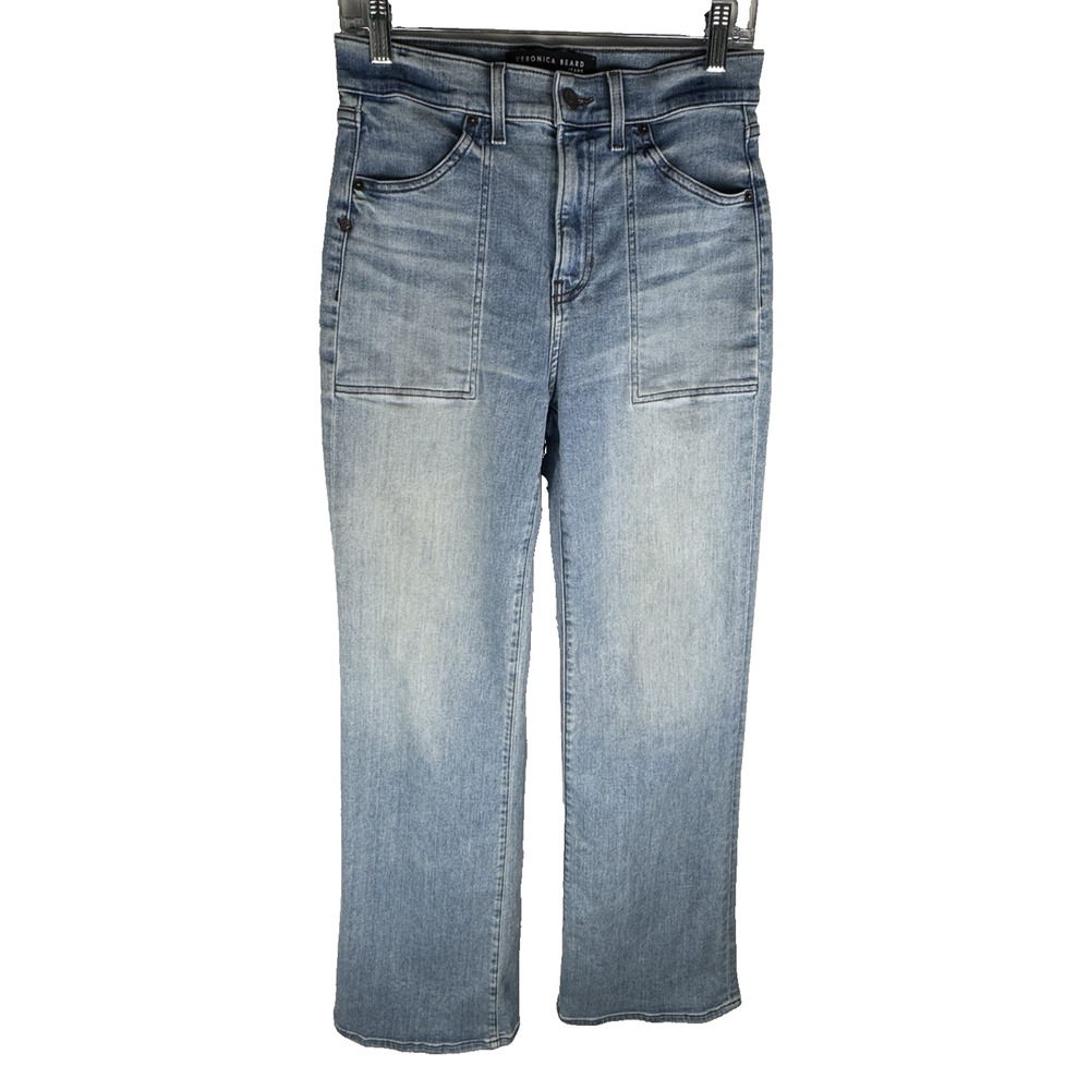 Veronica Beard Crosbie Wide-Leg Jeans Size 27 High-Rise Light Wash Denim